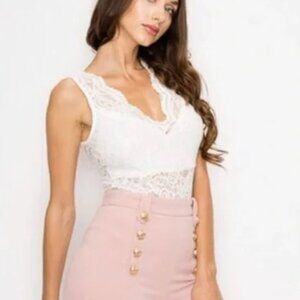 White lace bodysuit one piece size small